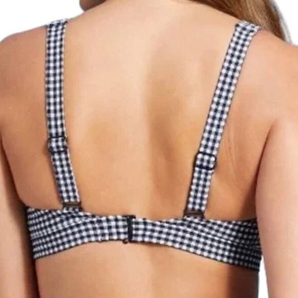 Women's Small Gingham Textured Bralette Bikini Top - Kona Sol Navy Blue - Picture 2 of 6